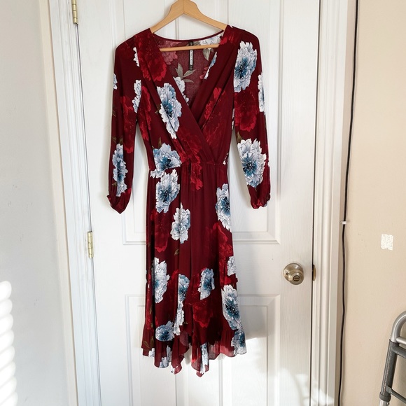 Plenty by Tracy Reese aleah floral surplice wrap ruffle midi dress size XS - Picture 3 of 8